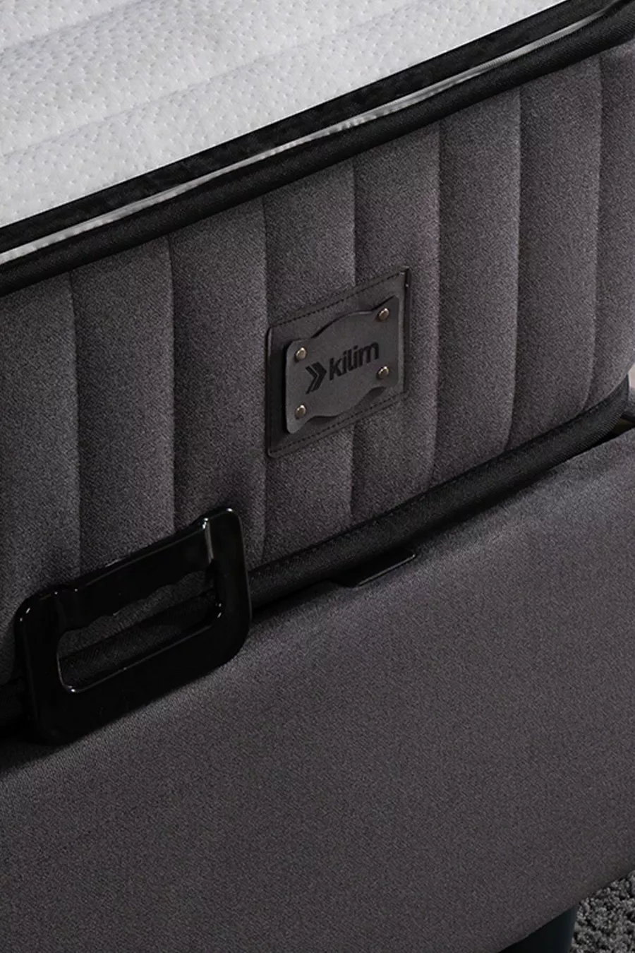Ensemble de Lit avec Sommier Coffre et Tête de Lit Royal Lux, Matelas à Ressorts avec Protection, Anthracite