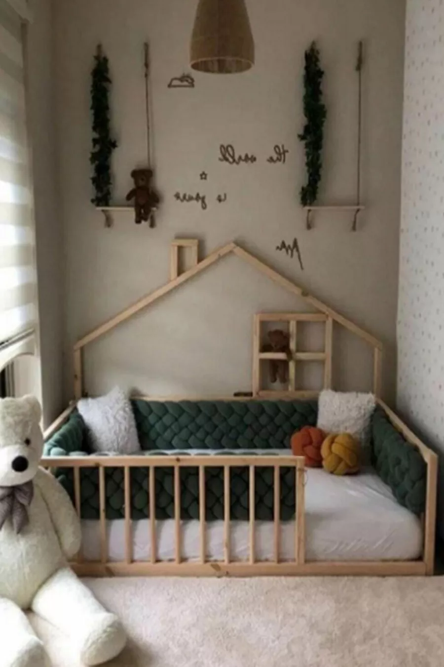 Lit Montessori Unisexe pour Bébé et Enfant en Bois Naturel