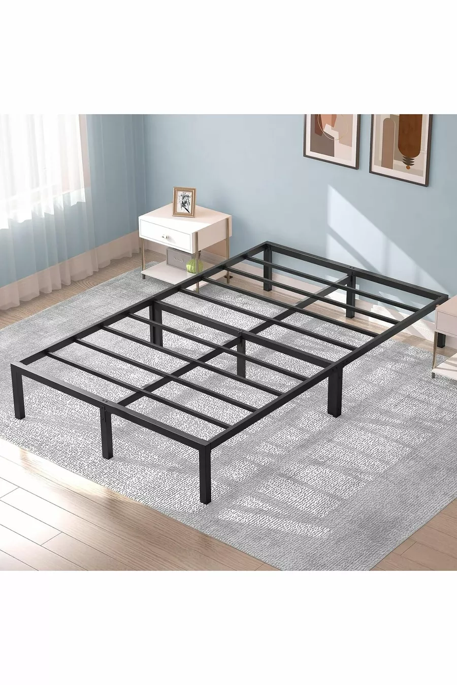 ÖZGÖK TARIM Lit en métal, Lit en métal CNS couleur noire, Simple et double, Options de taille