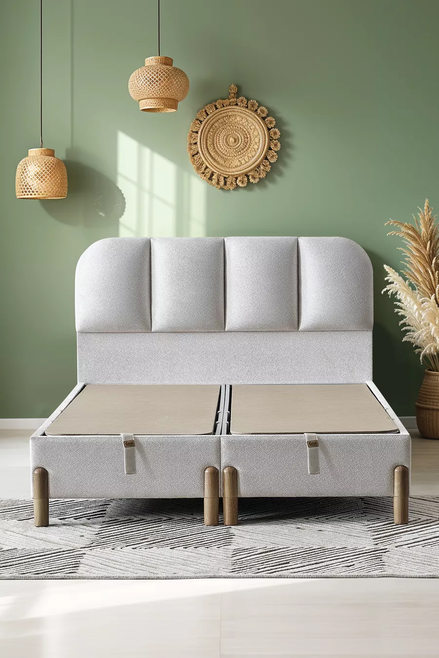 Ensemble Confort Bohem Prime pour Deux Personnes – Matelas à Ressorts Ensachés + Coffre-lit + Tête de Lit