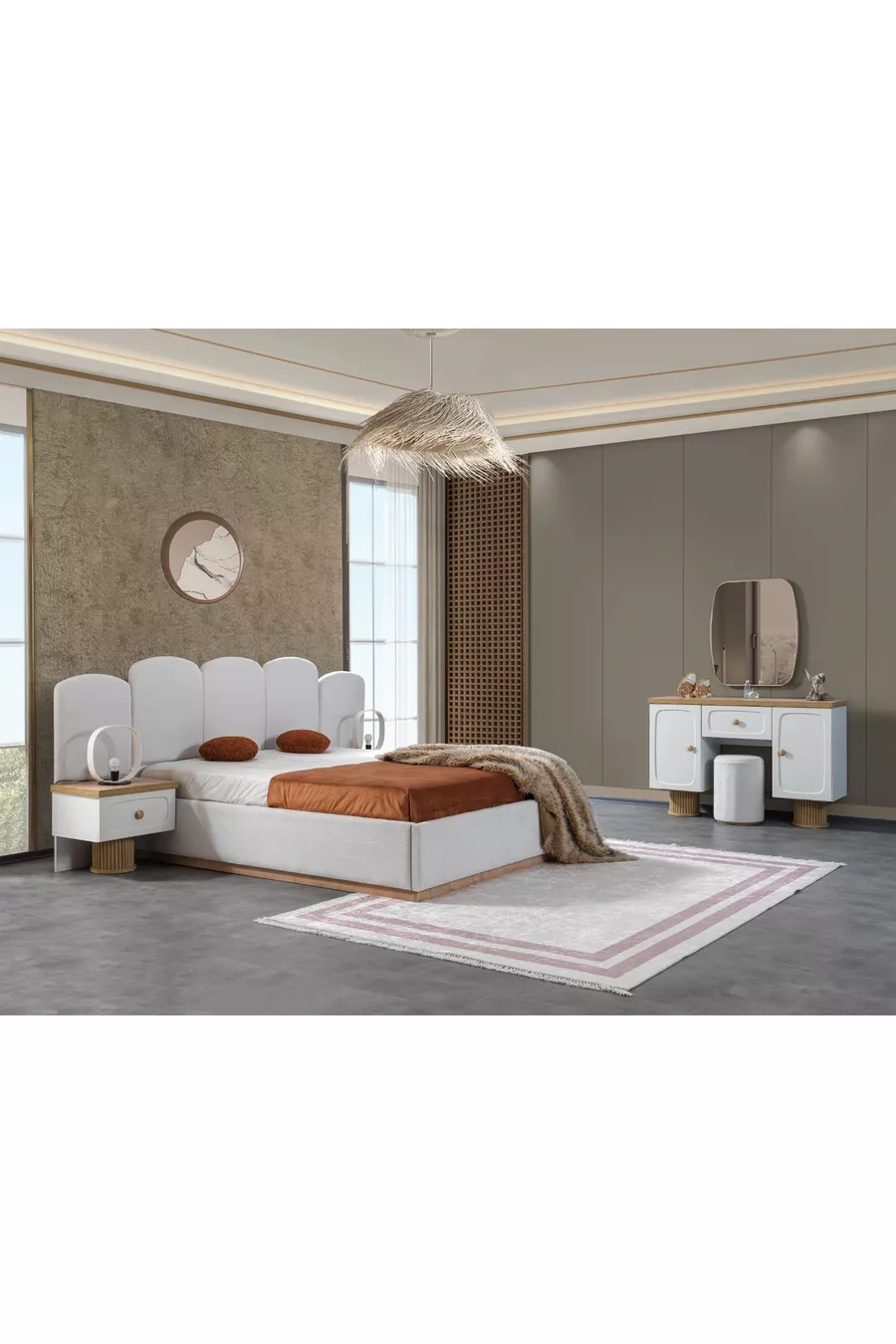 Ensemble de chambre à coucher Diego Commode et Miroir