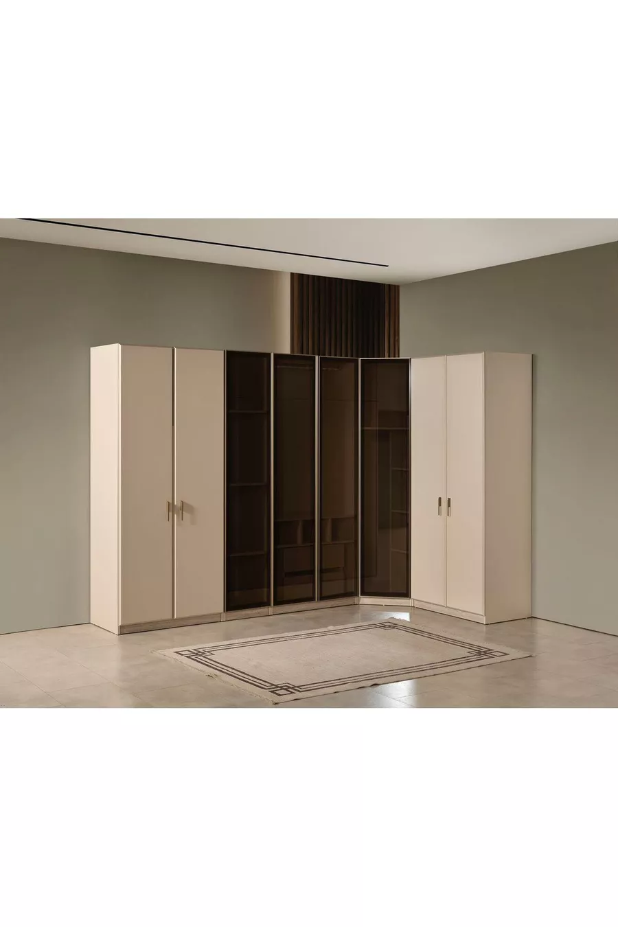 ENSEMBLE DE CHAMBRE À COUCHER LATTE 8 PORTES