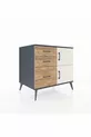 Commode Kronos à une étagère, 3 tiroirs, 2 portes, anthracite-pierre grise/pin