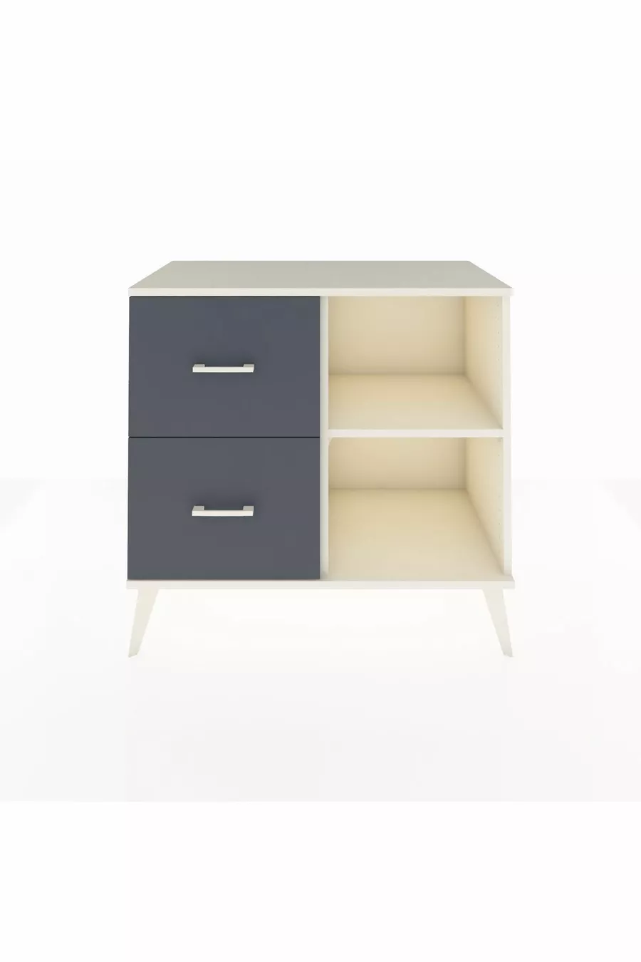 Commode Hyperion à une étagère et 2 tiroirs, Pierre de lune / Anthracite