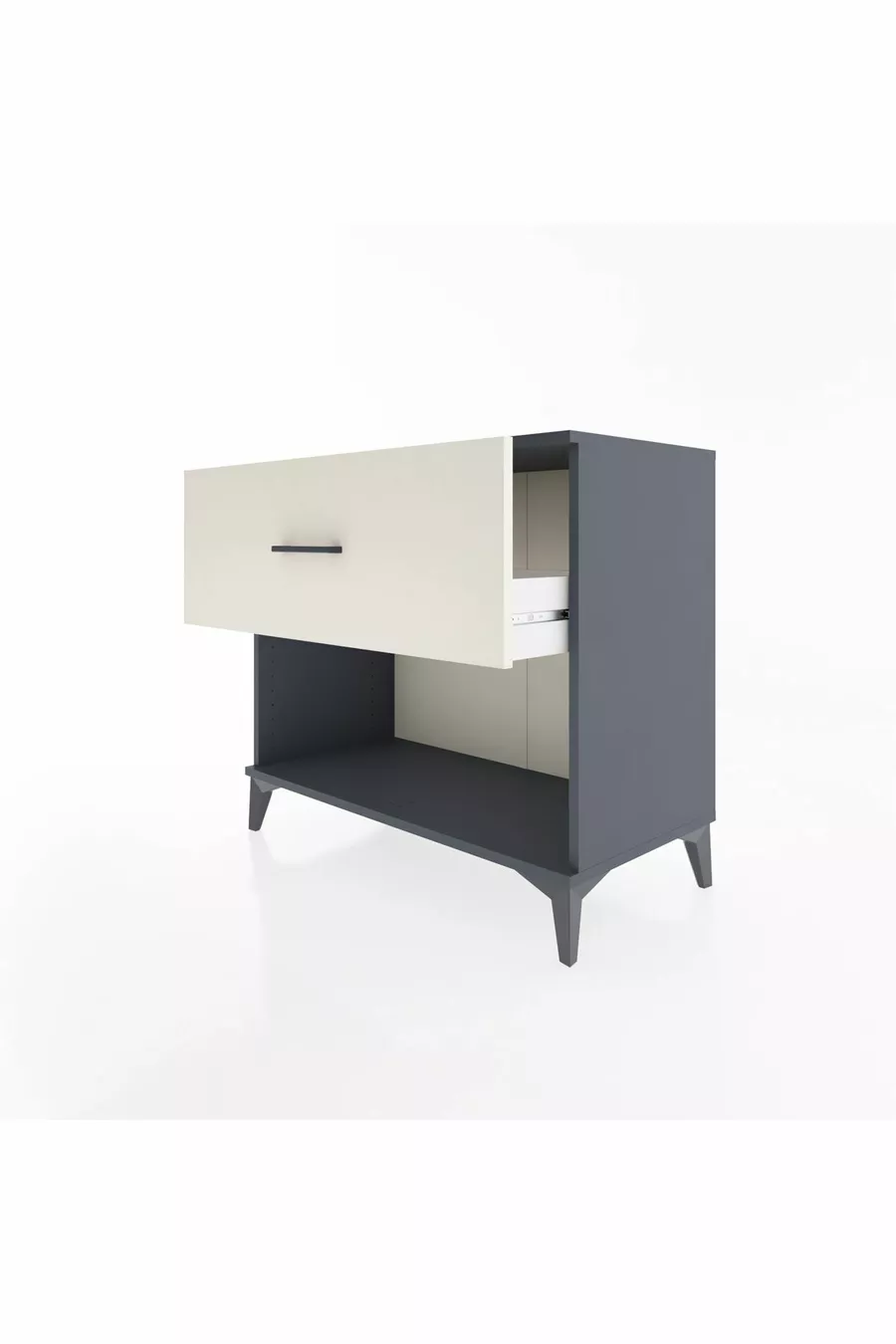 Commode Hyperion à un tiroir Gris anthracite-Sable