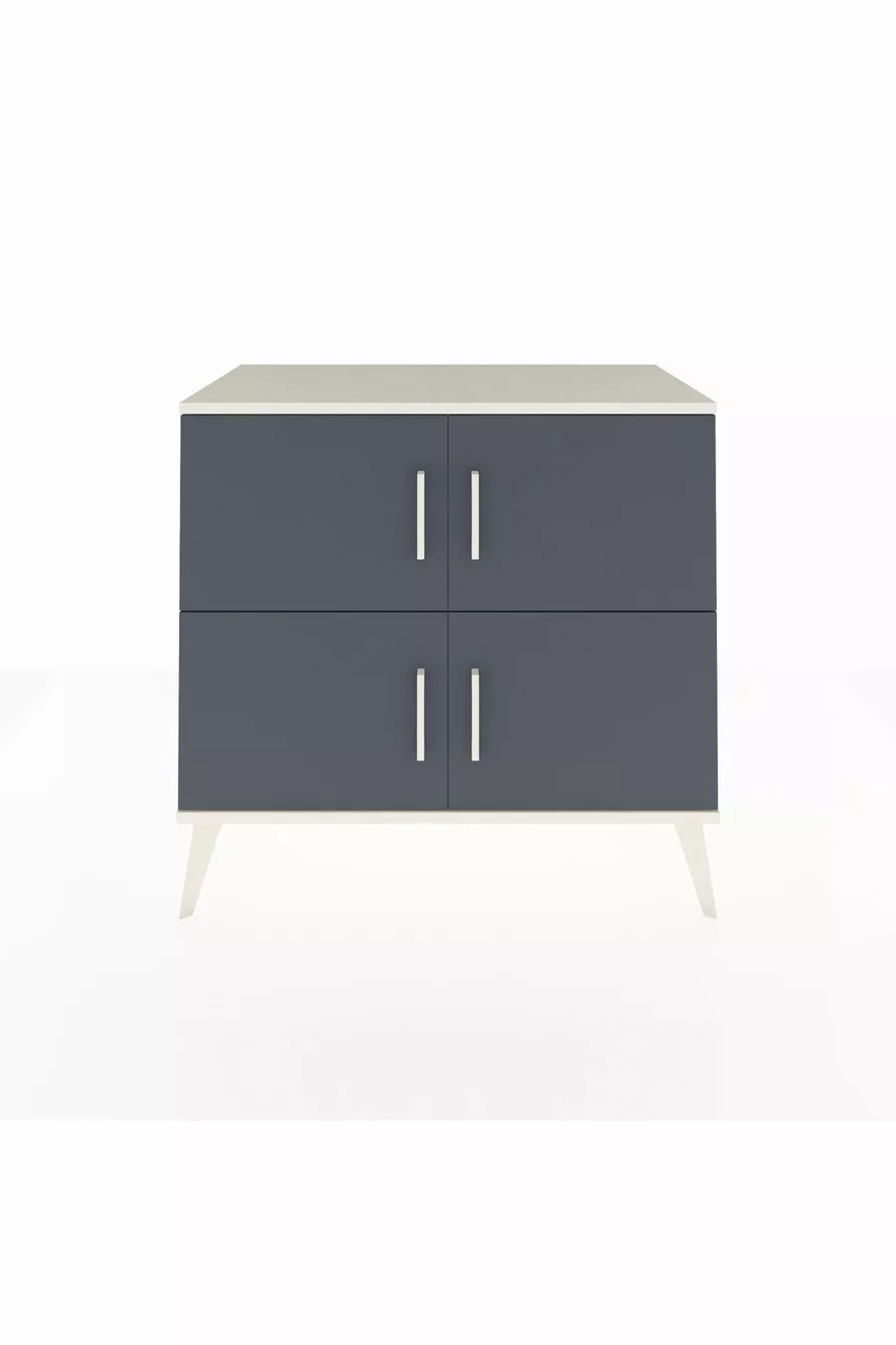 Commode Hyperion 2 étagères 4 portes Pierre de lune-Anthracite