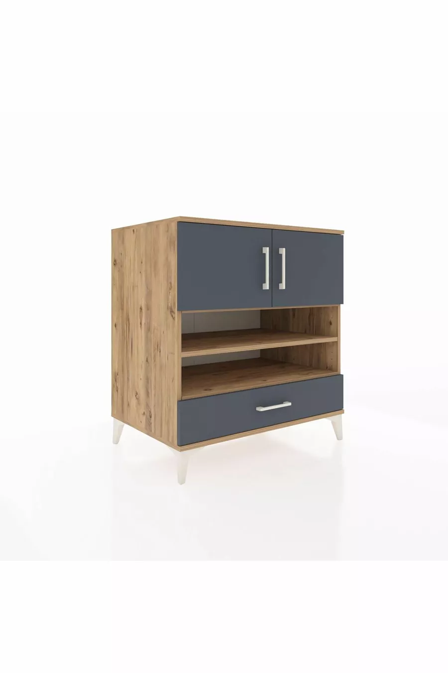 Commode Kronos 4 étagères, 1 tiroir, 2 portes, Pin-Anthracite
