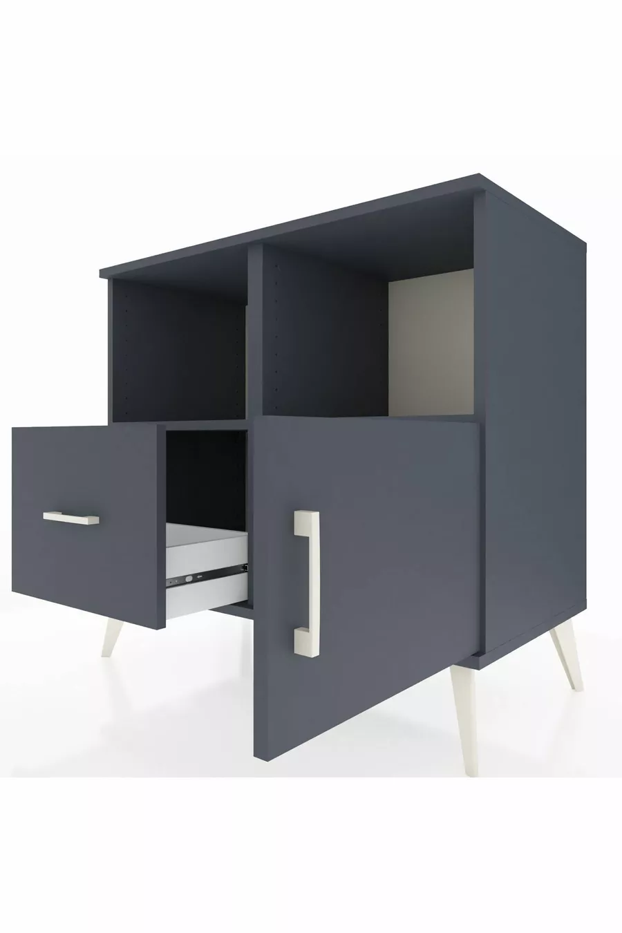 Commode Hyperion 2 étagères, 1 tiroir, 1 porte, Anthracite-Anthracite