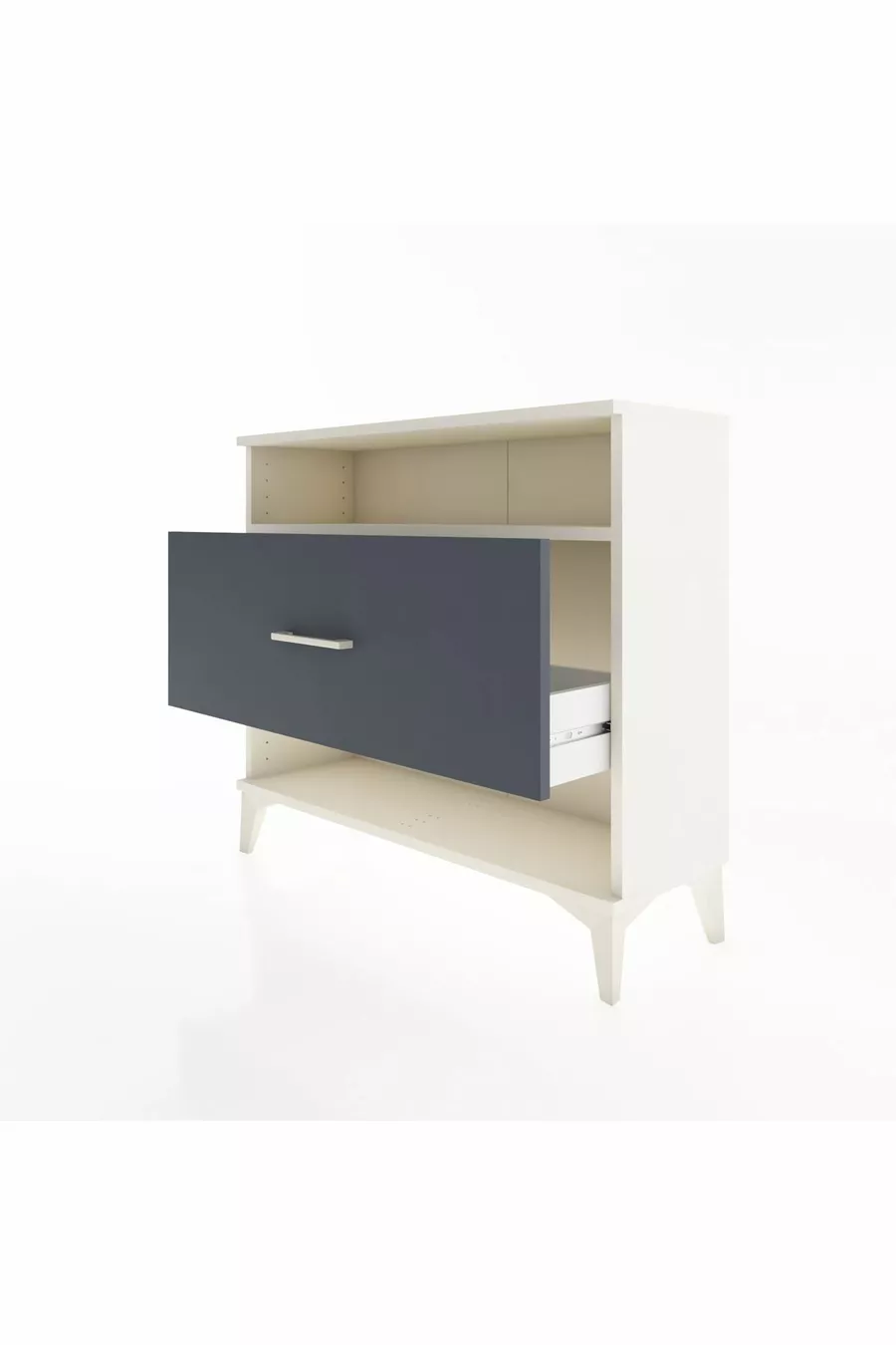 Commode Arges à une étagère et un tiroir, Pierre de lune-Anthracite