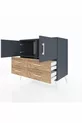 Commode Hyperion 2 étagères 4 tiroirs 2 portes Anthracite-Anthracite/Pin