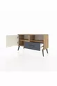 Commode Arges avec 2 étagères, 1 tiroir et 1 porte, en pin-pierre d'âme / anthracite