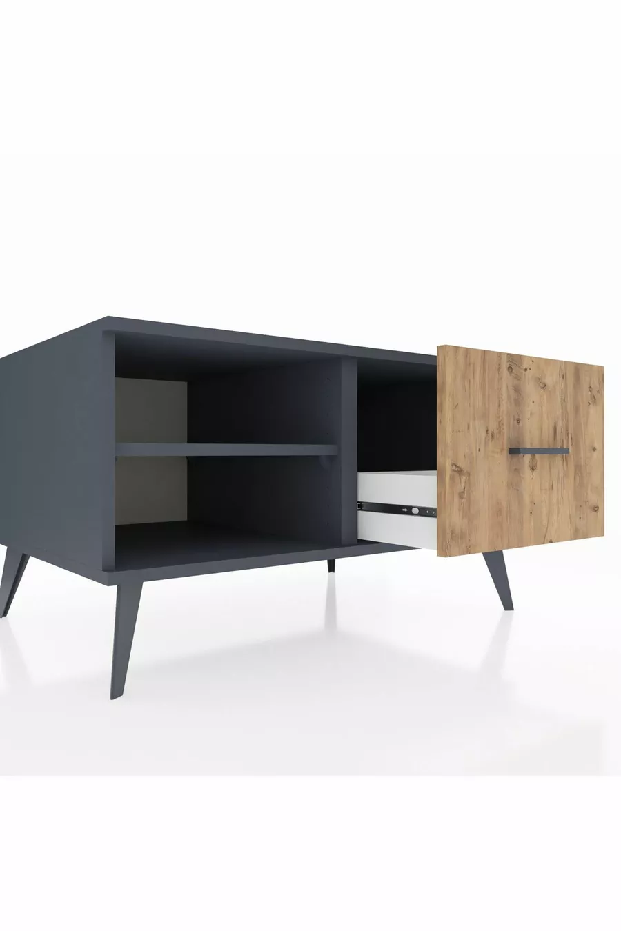 Commode Kronos à une étagère et un tiroir Anthracite-Anthracite/Merisi