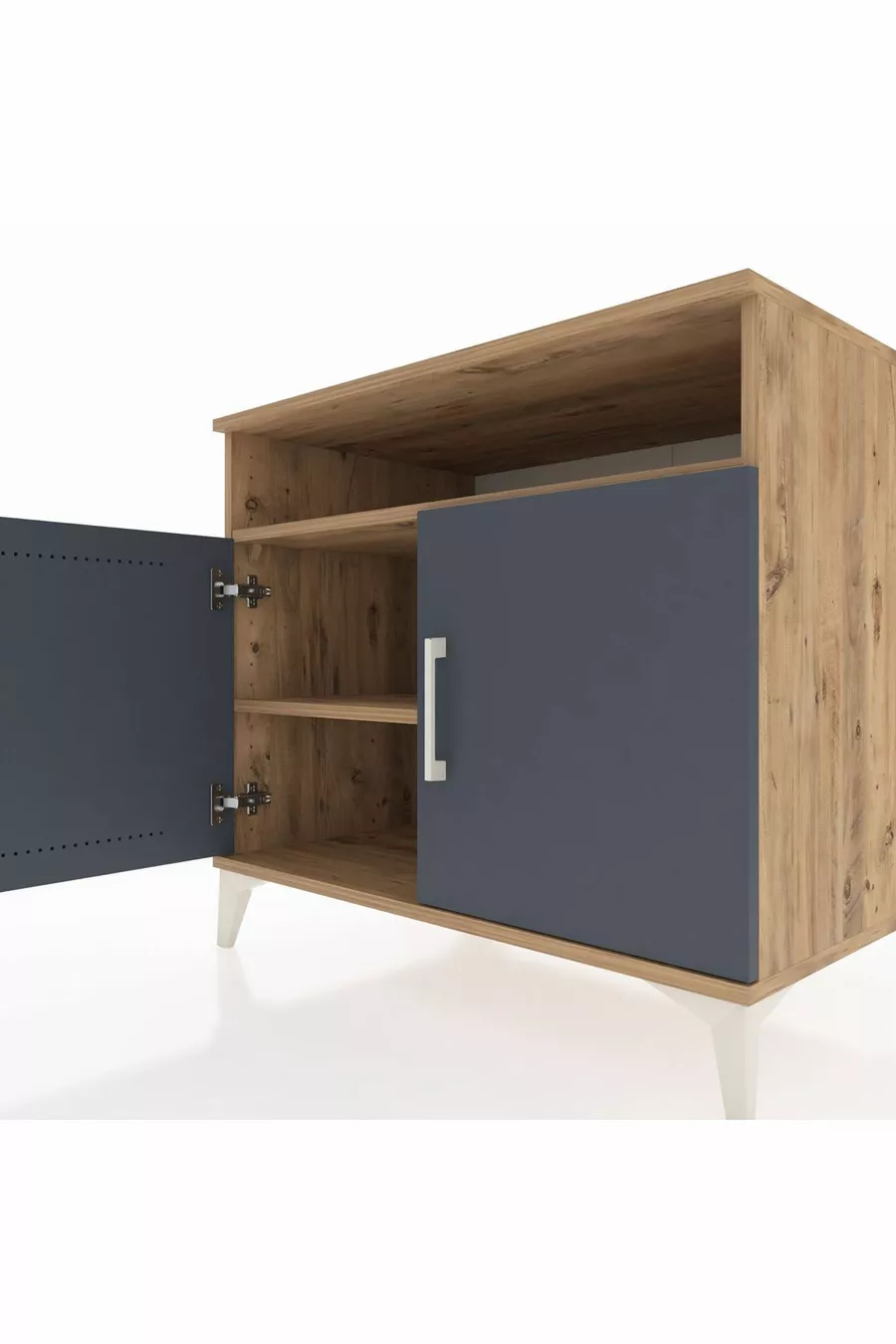 Commode Kronos 2 étagères 2 portes Pin-Anthracite