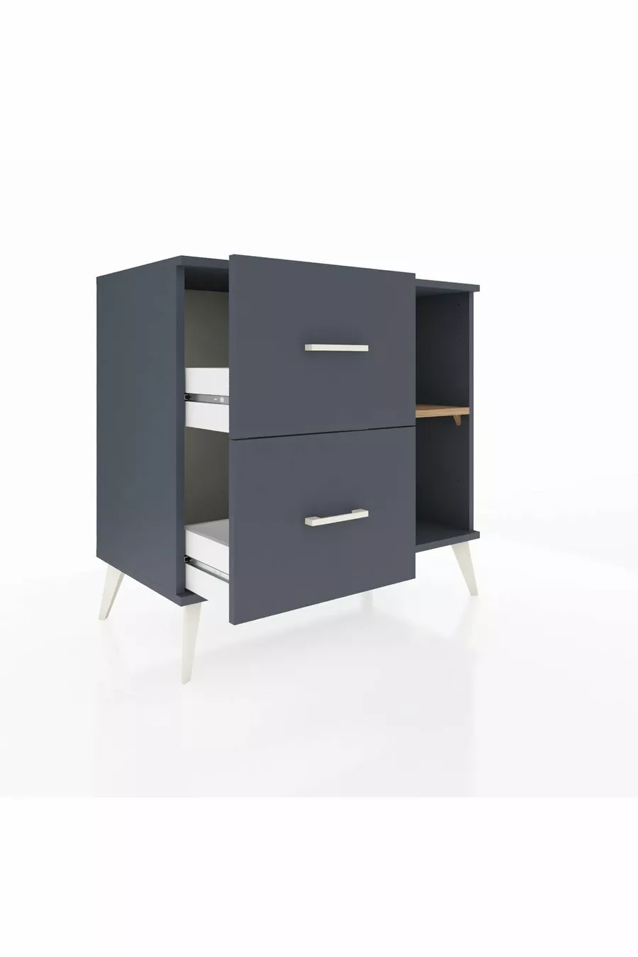 Commode Hyperion à une étagère et 2 tiroirs Anthracite-Sapin/Anthracite