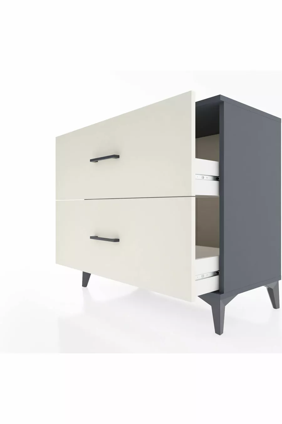Commode Hyperion 2 tiroirs Anthracite-Pierres de lune