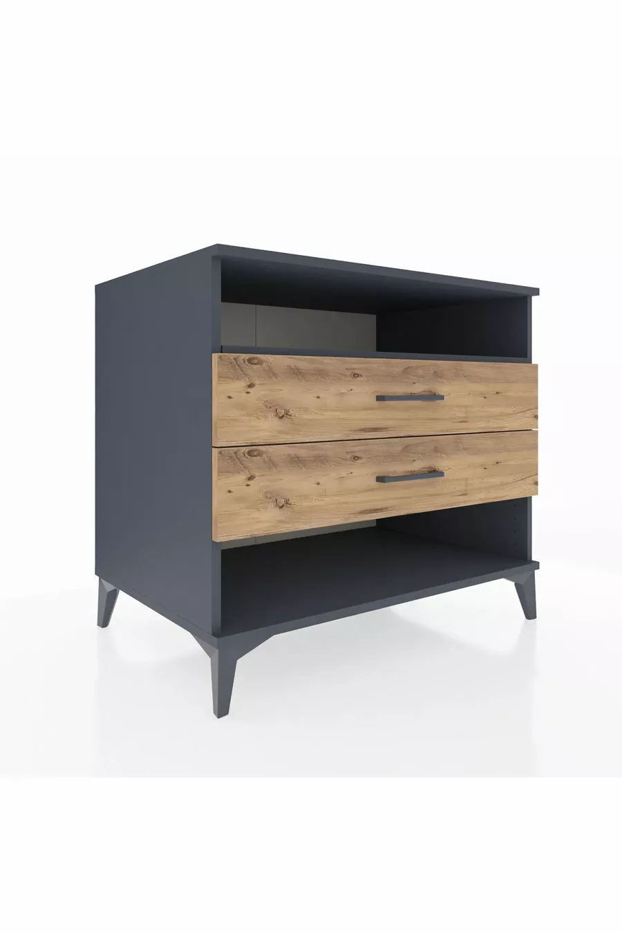 Commode Kronos à une étagère et 2 tiroirs Anthracite-Pin