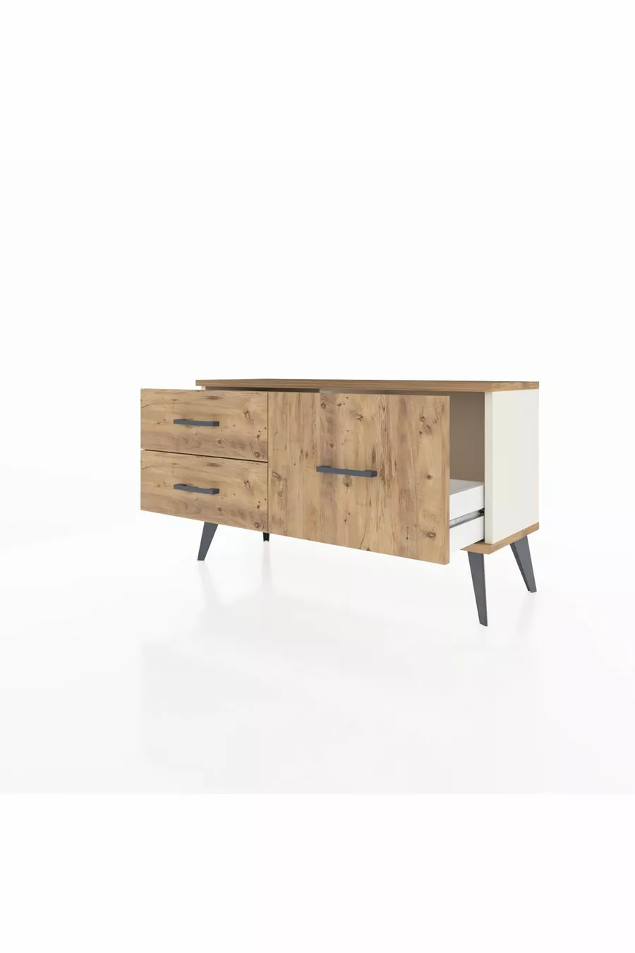 Commode Arges 3 étagères Pierre de lune-Pin