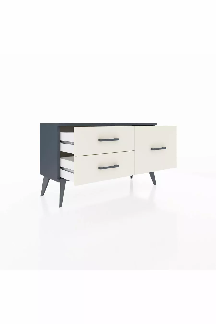 Commode Arges 3 étagères Anthracite-Anthracite/Gris pierre