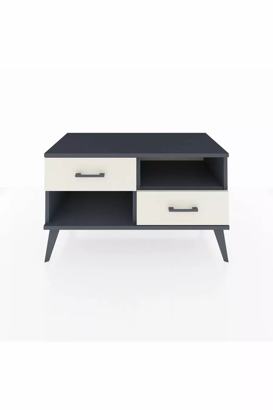 Commode Hyperion à une étagère et deux tiroirs Anthracite-Anthracite/Mer de pierre
