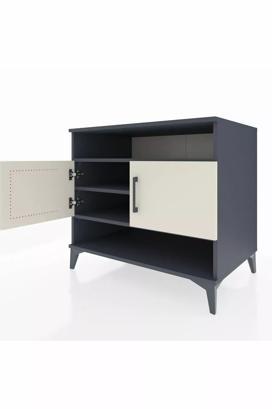 Commode Kronos 3 étagères 2 portes Anthracite-Pierre de lune