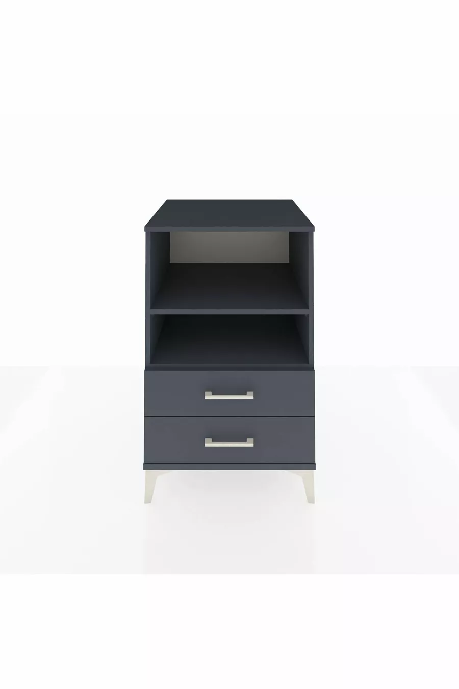 Chevet Kronos à 2 étagères et 2 tiroirs Anthracite-Anthracite