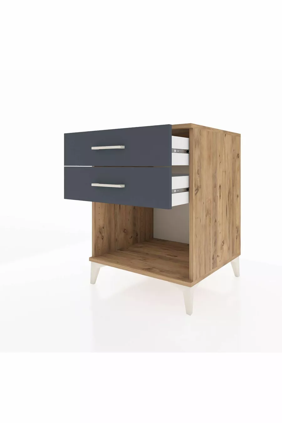 Chevet Kronos 2 tiroirs Pin-Anthracite