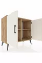 Commode Hyperion 2 étagères 2 portes Pin-Ambre/Pin
