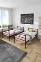 Lit superposé Koza Ranza compatible avec matelas, rouge, cadre métallique détachable