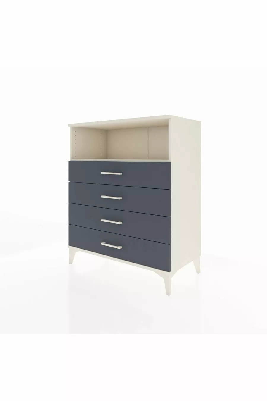Commode Hyperion à une étagère et 4 tiroirs Aigue-marine-Anthracite