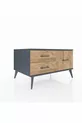 Commode Kronos 3 étagères Anthracite-Anthracite/Sapin