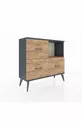 Commode Arges à une étagère et 3 tiroirs Anthracite-Pin