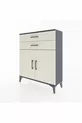 Commode Arges avec 2 étagères, 2 tiroirs et 2 portes, Anthracite-Pierre de lune