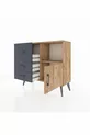 Commode Arges avec une seule étagère, 3 tiroirs et une porte, Pin-Pin/Anthracite