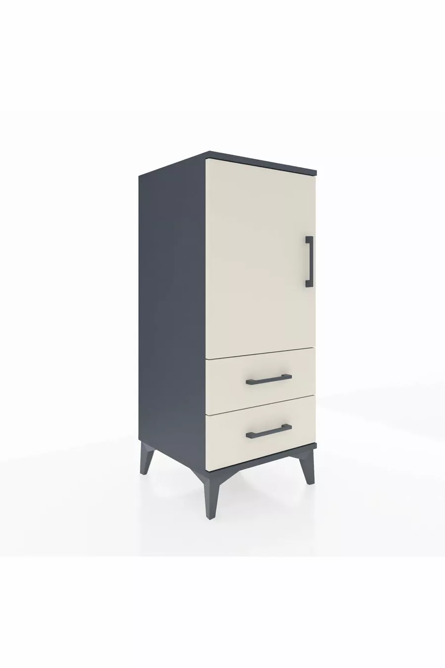 Commode Hyperion à 2 étagères, 2 tiroirs et 1 porte, Anthracite-Pierre de Lune