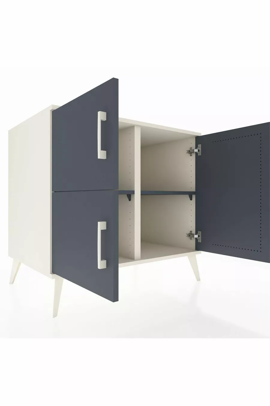 Commode Kronos 2 étagères 3 portes Pierre de lune-Anthracite