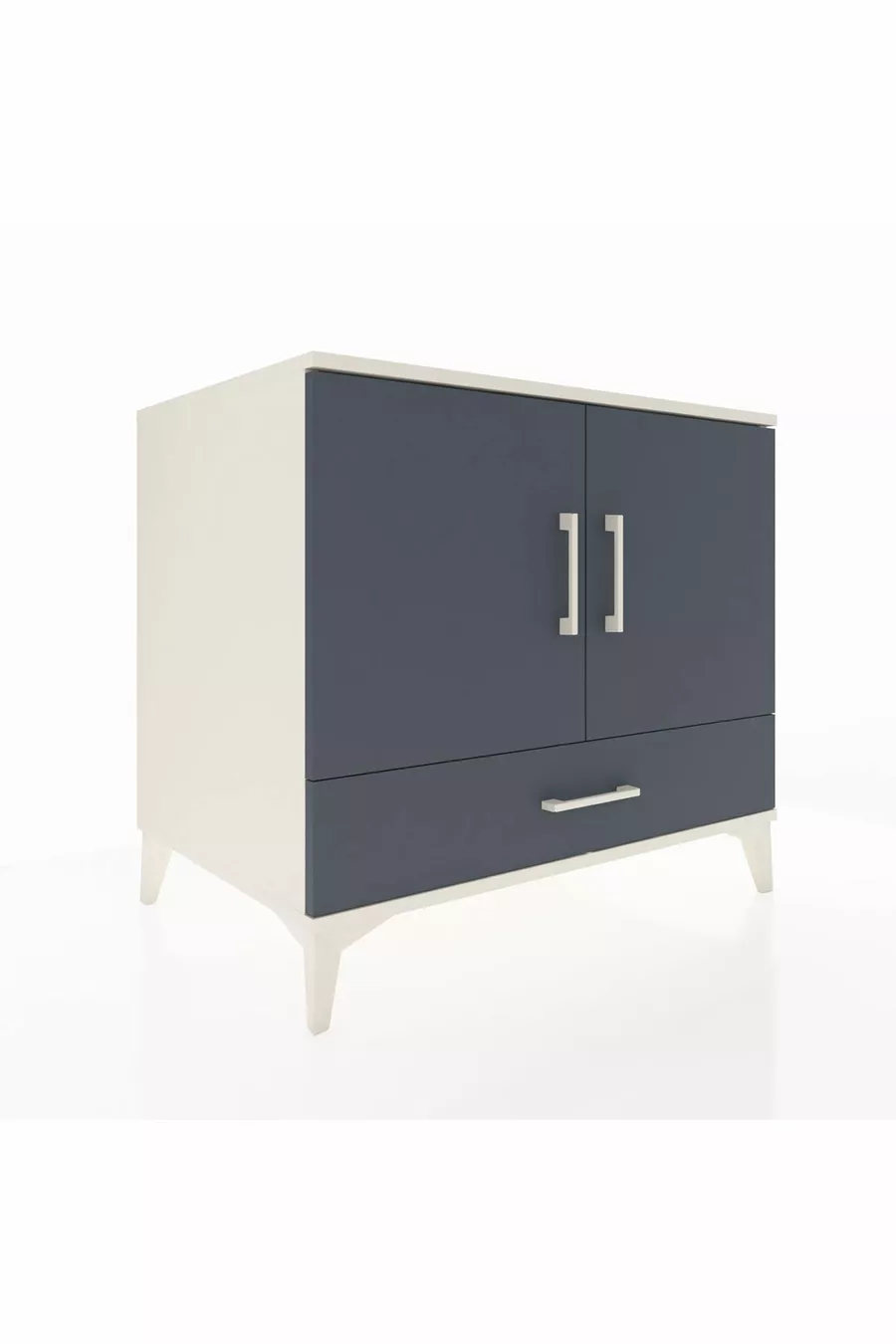 Commode Kronos avec 2 étagères, 1 tiroir et 2 portes, Pierre de Lune-Anthracite