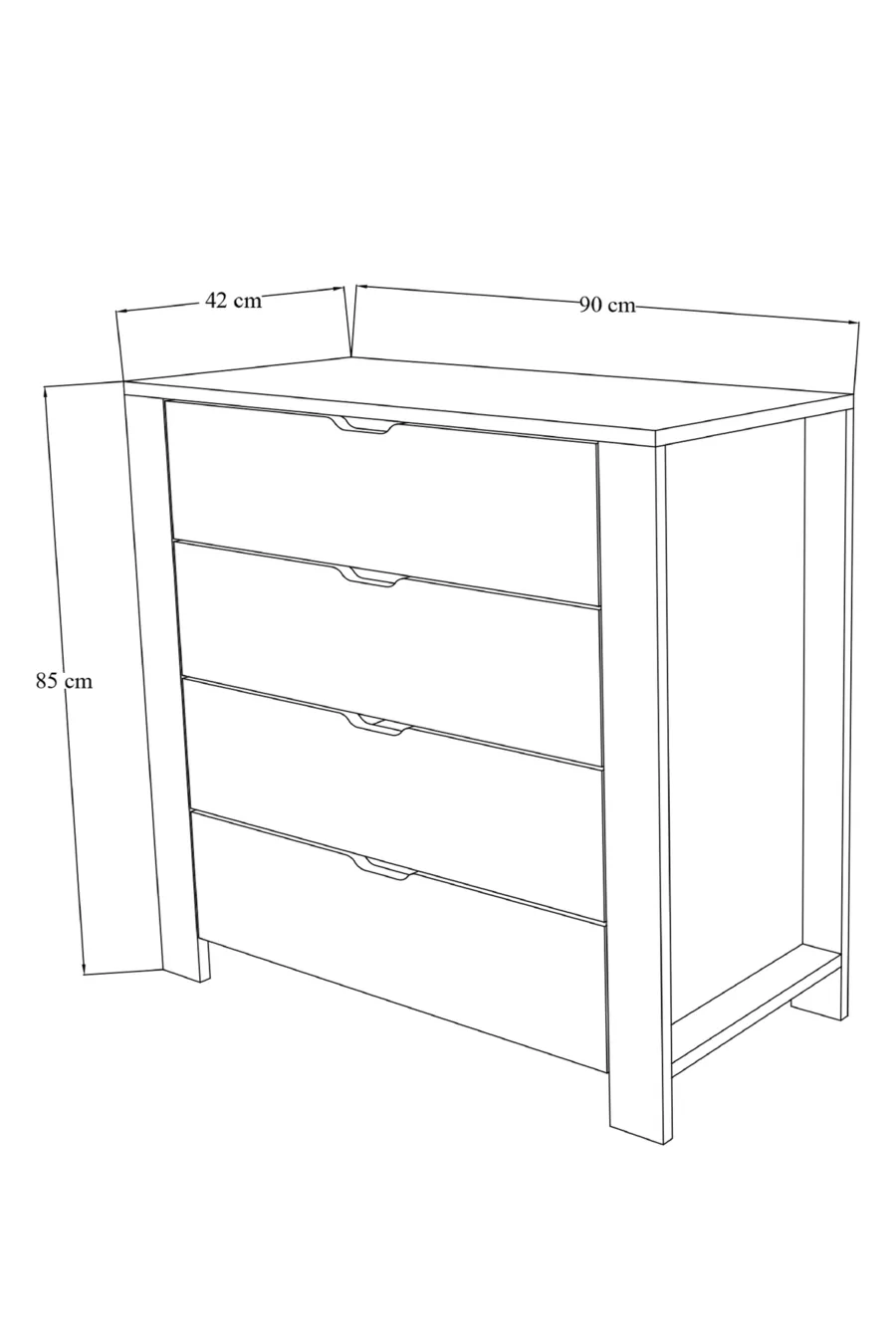 Commode blanche immaculée à 4 tiroirs pour chambre à coucher ou chambre de bébé, blanche, X cm