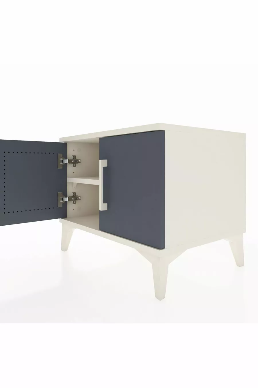 Table de chevet Hyperion à une étagère et deux portes, Pierre de lune-Anthracite