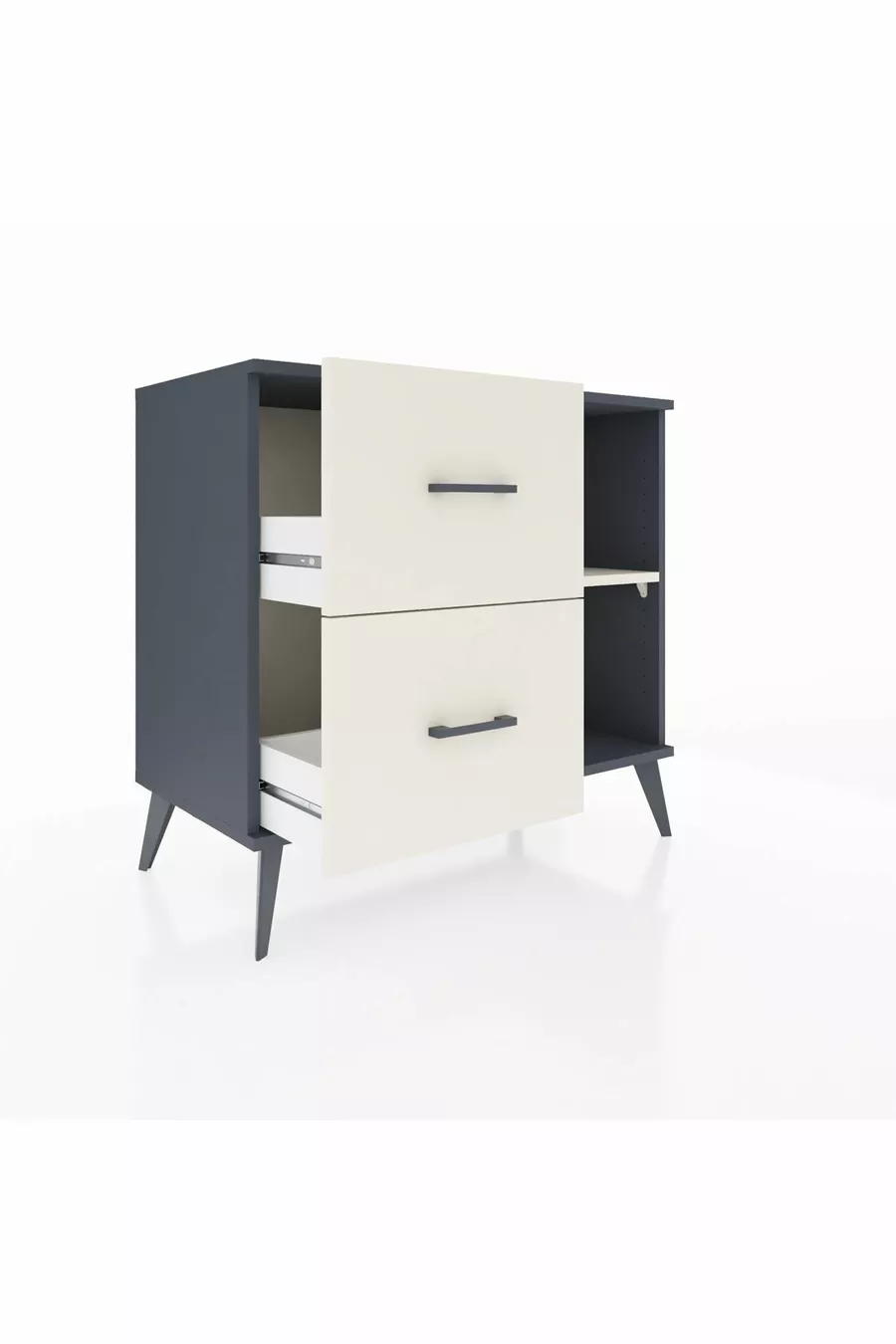 Commode Hyperion à une étagère et 2 tiroirs Anthracite-Pierre de Lune