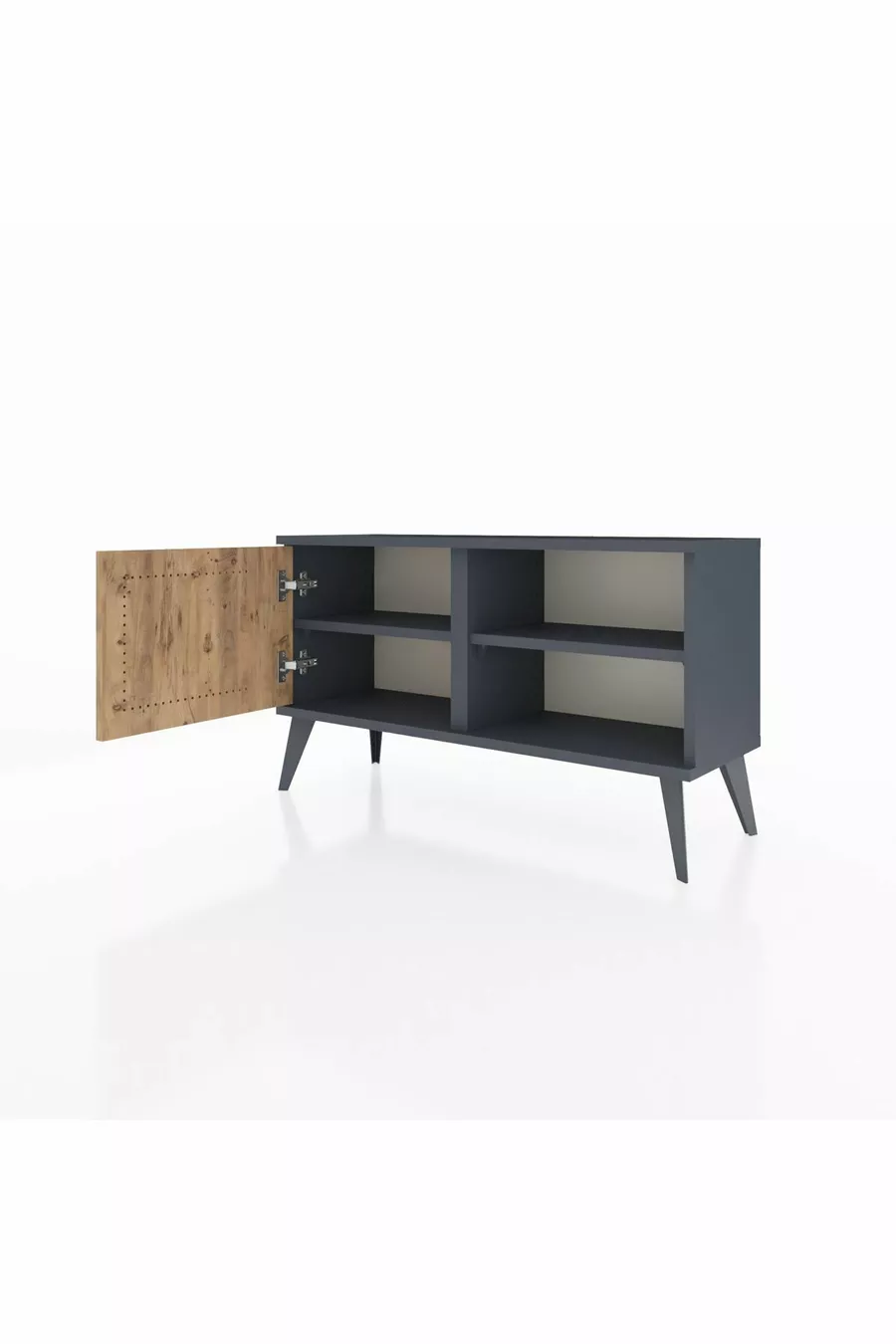 Commode Arges à 2 étagères avec une porte Anthracite-Pin/Anthracite