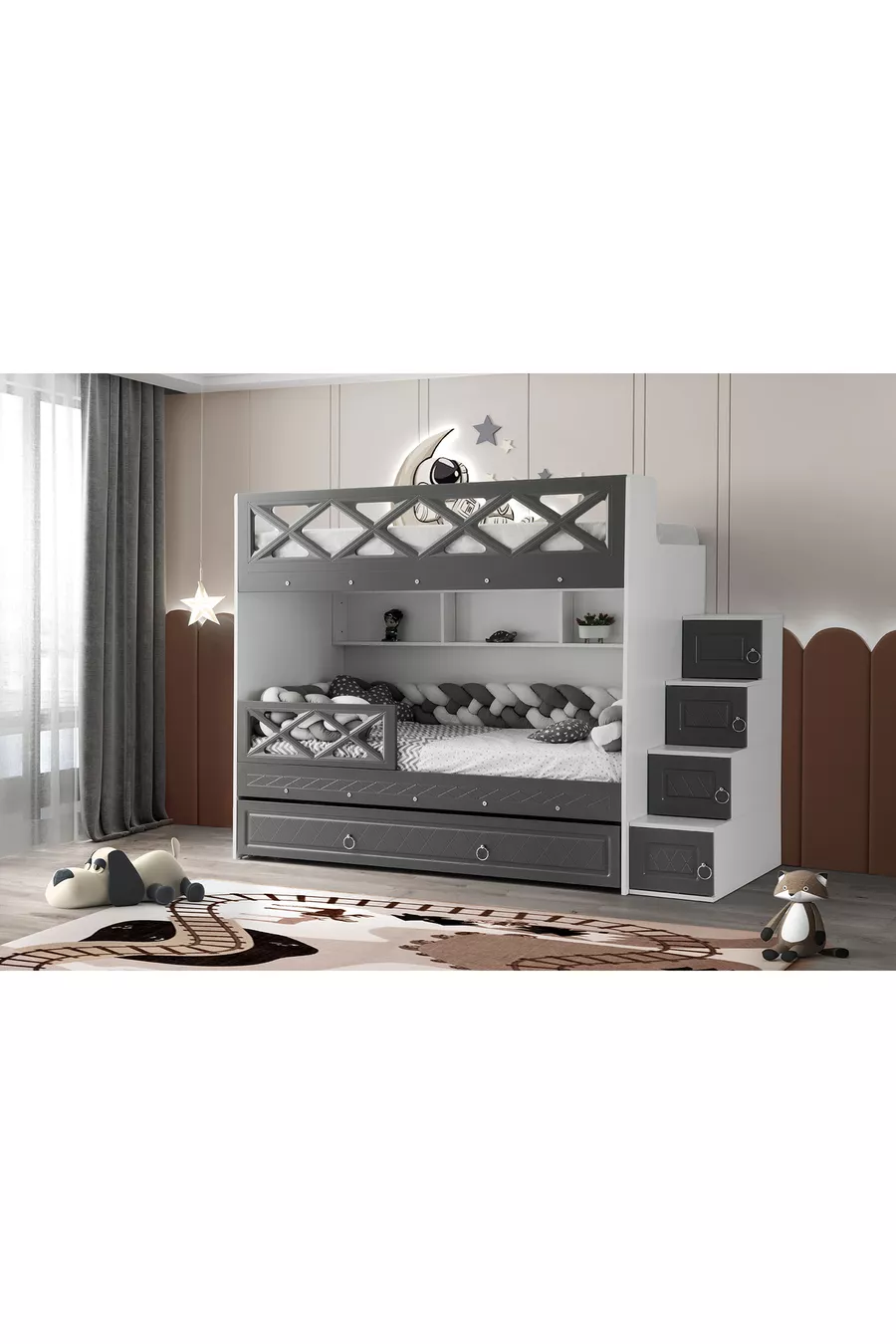Mars Ranza / 2 lits superposés avec ressorts en bambou inclus / % MDF