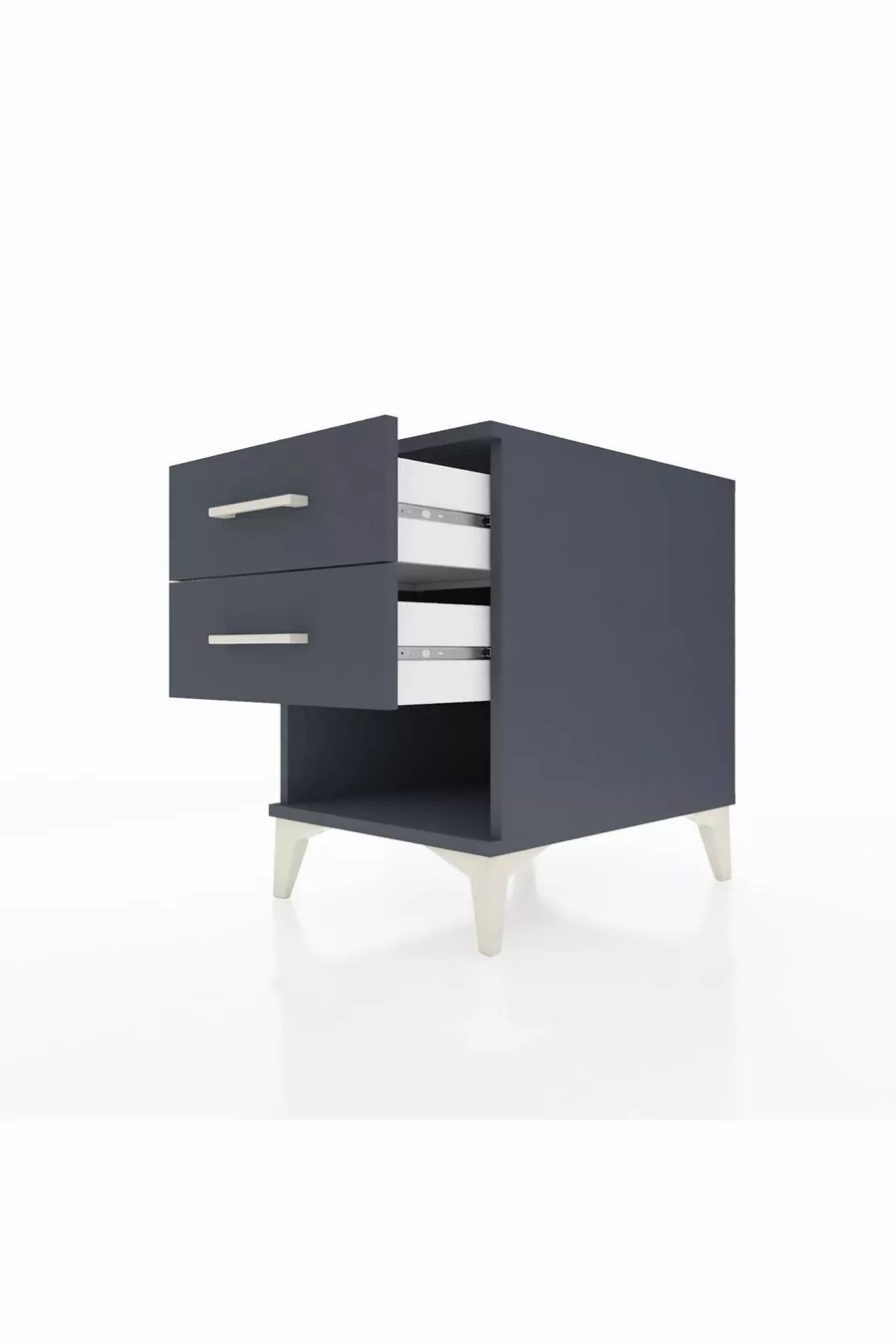 Table de chevet Kronos à 2 tiroirs Anthracite-Anthracite