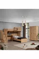 Lit superposé, Lit superposé Aura avec bureau et armoire à 3 portes, Noyer clair