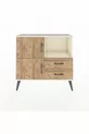 Commode Arges avec 2 étagères, 2 tiroirs et 2 portes, couleur Pierre de lune-Pin