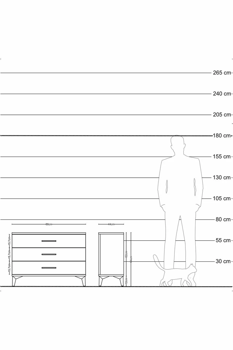 Commode Hyperion 3 tiroirs Pin-Pin