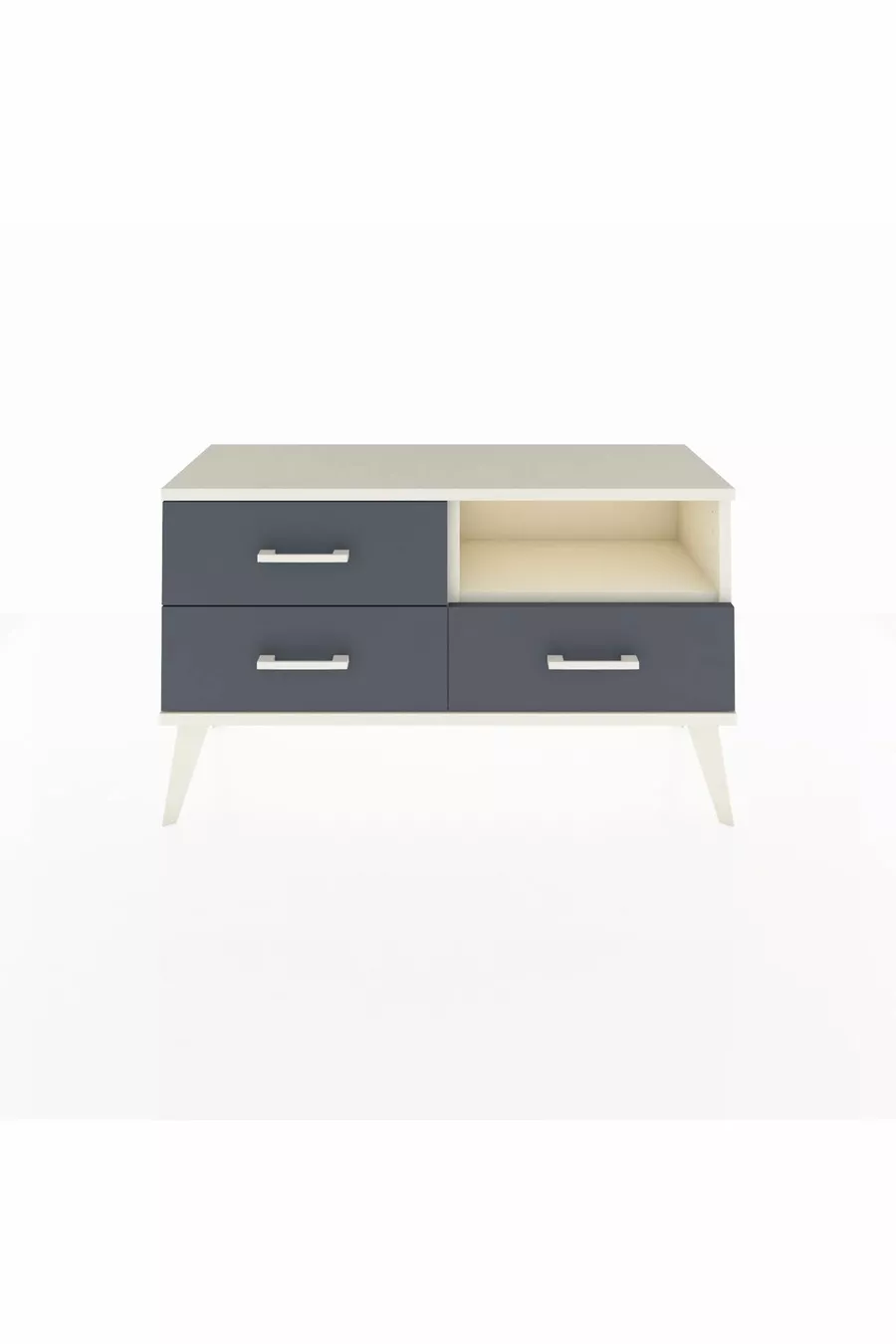 Commode Arges à une étagère et 3 tiroirs, en pierre de lune/Menthe anthracite