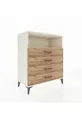 Commode Hyperion à une étagère et 4 tiroirs Aigue-marine-Pin