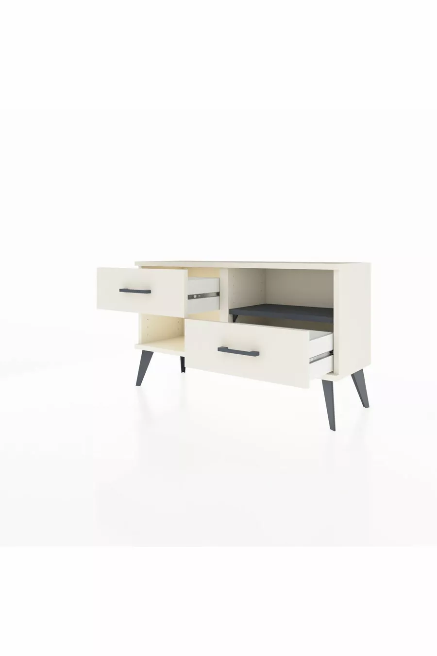 Commode Arges à une étagère et 2 tiroirs, quartz-anthracite/quartz