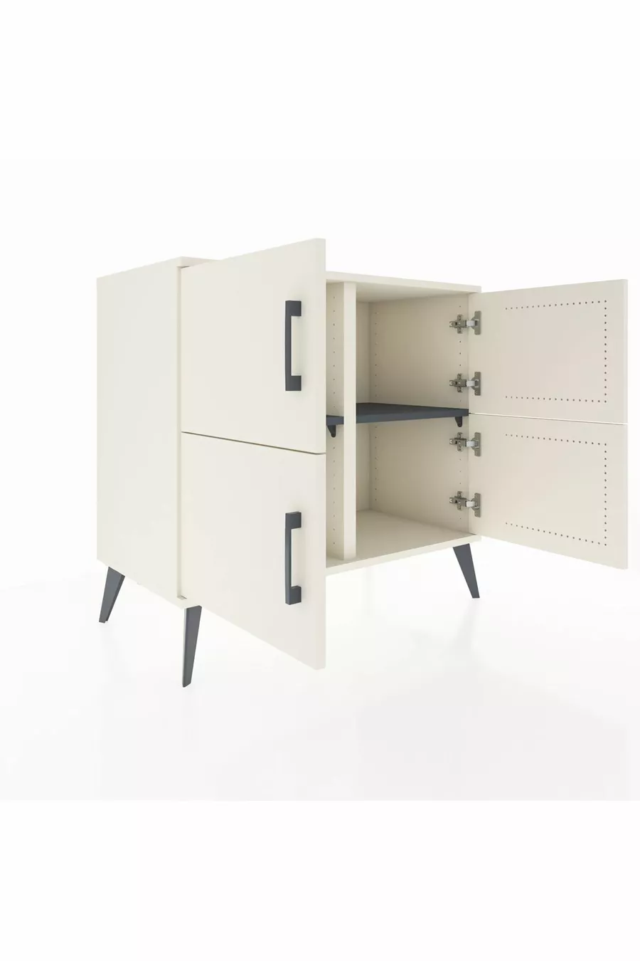 Commode Hyperion 2 étagères 4 portes Pierre de lune/Pierre de lune/Anthracite