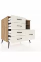 Commode Kronos 2 étagères 5 tiroirs Pin-Anthracite / Pierre de Lune